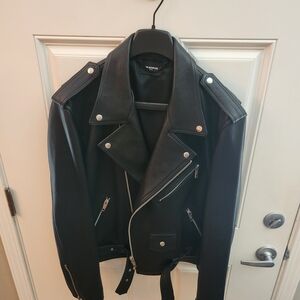 Men's Black Moto Leather Jacket - The Kooples